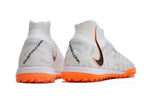 Phantom Luna Elite NU Men's Full Knit Waterproof TF Grass Stud Soccer Shoes with MD Sole - White/Orange/Black