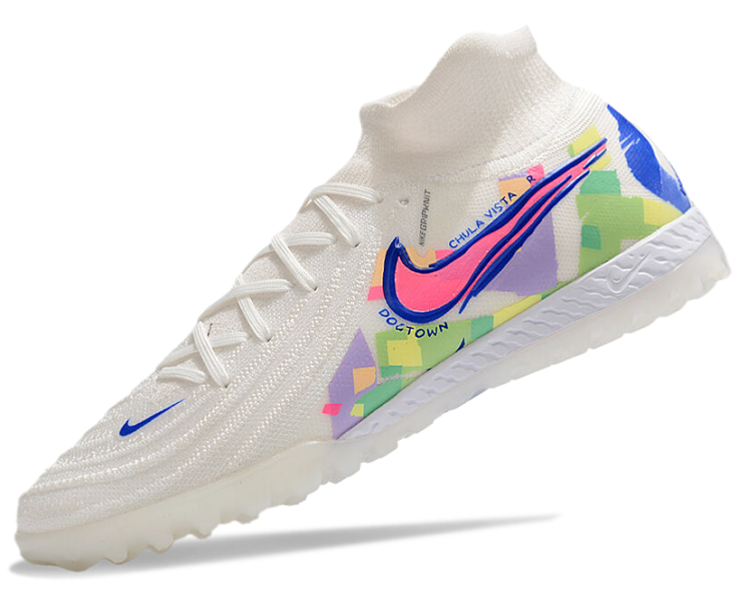 Phantom Luna Elite NU Men's Full Knit Waterproof TF Grass Stud Soccer Shoes with MD Sole - White/Red/Yellow/Blue