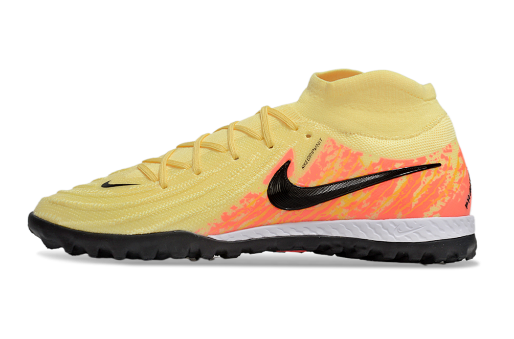 Phantom Luna Elite NU Men's Full Knit Waterproof TF Grass Stud Soccer Shoes with MD Sole - Yellow/Orange/Black/White
