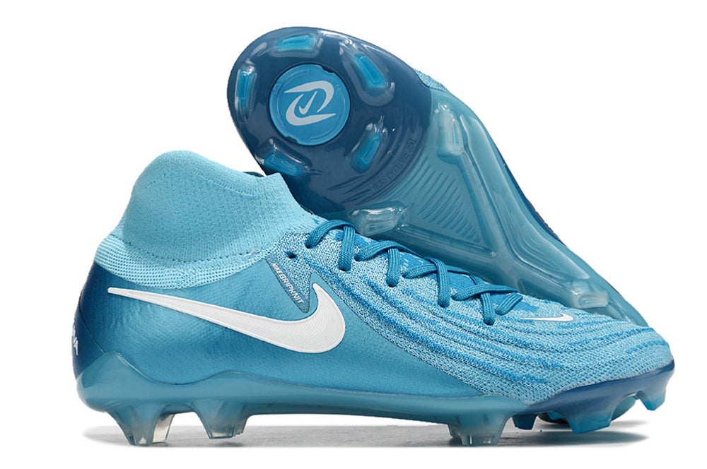 Phantom Luna Elite NU Super A Men's Full Knit Waterproof FG Soccer Shoes - Blue Fury/White