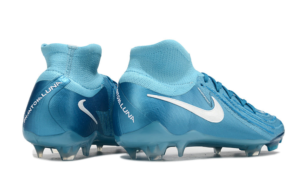 Phantom Luna Elite NU Super A Men's Full Knit Waterproof FG Soccer Shoes - Blue Fury/White
