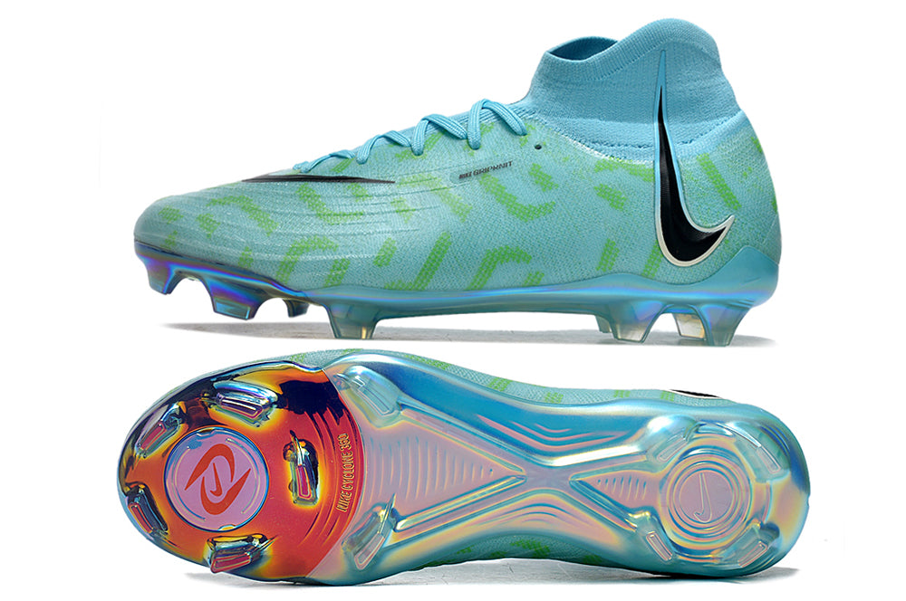 Phantom Luna Elite NU Super A Men's Full Knit Waterproof FG Soccer Shoes - Blue/Green/Black