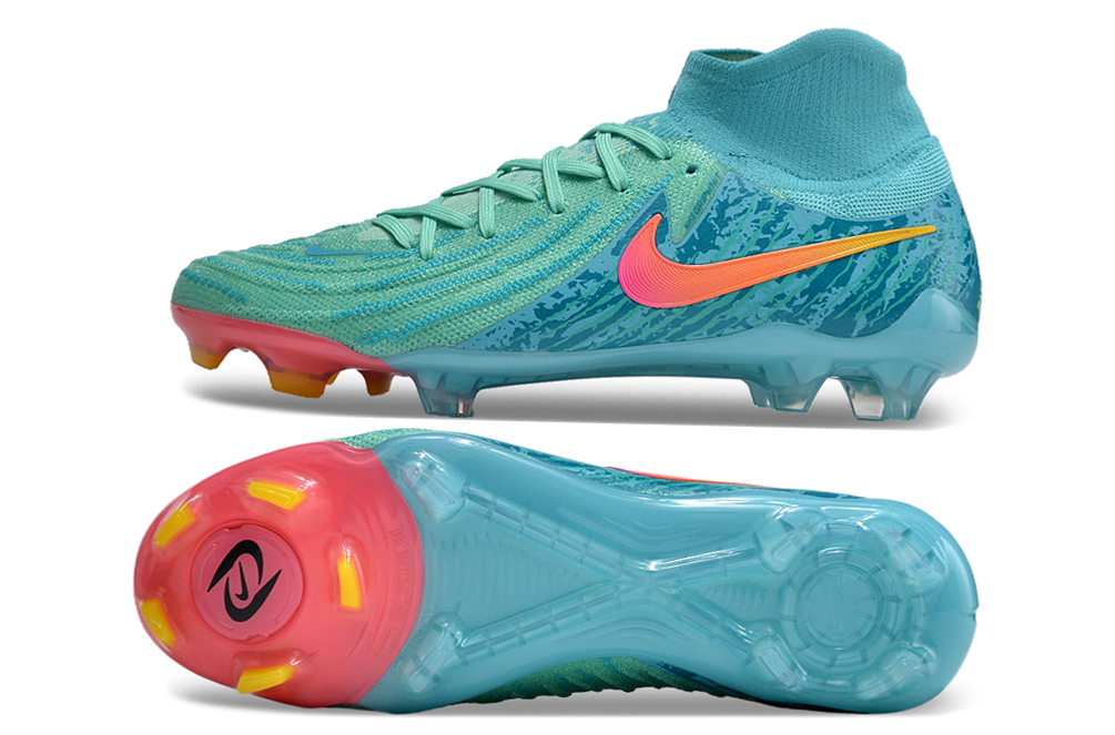 Phantom Luna Elite NU Super A Men's Full Knit Waterproof FG Soccer Shoes - Green/Blue/Pink