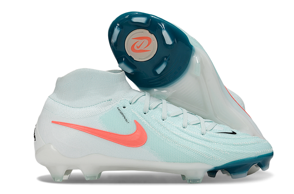 Phantom Luna Elite NU Super A Men's Full Knit Waterproof FG Soccer Shoes - Mint/Atomic Red/Off Noir