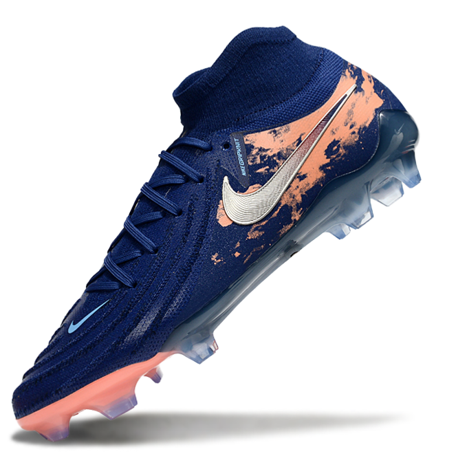 Phantom Luna Elite NU Super A Men's Full Knit Waterproof FG Soccer Shoes - Navy Blue/Beige