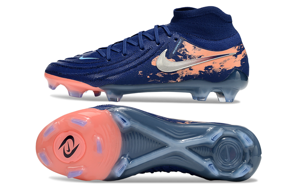 Phantom Luna Elite NU Super A Men's Full Knit Waterproof FG Soccer Shoes - Navy Blue/Beige