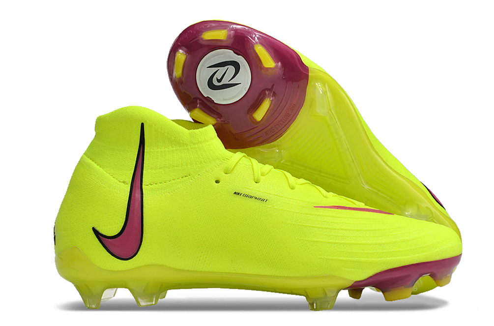Phantom Luna Elite NU Super A Men's Full Knit Waterproof FG Soccer Shoes - Neon Yellow/Pink