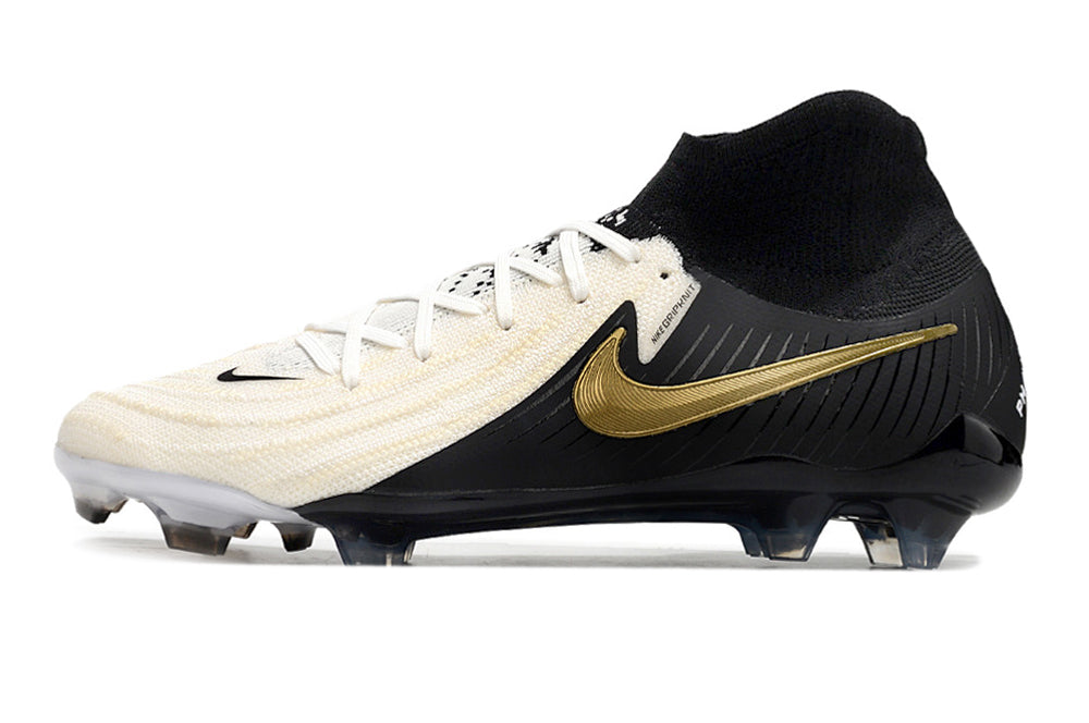 Phantom Luna Elite NU Super A Men's Full Knit Waterproof FG Soccer Shoes - Off White/Black/Gold