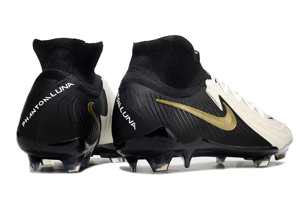 Phantom Luna Elite NU Super A Men's Full Knit Waterproof FG Soccer Shoes - Off White/Black/Gold