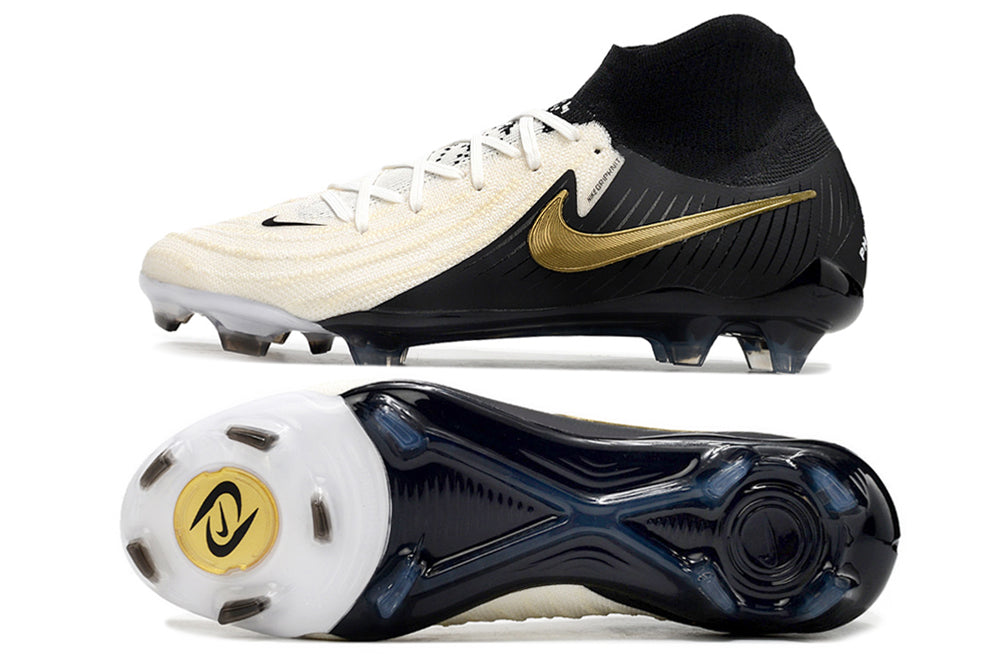 Phantom Luna Elite NU Super A Men's Full Knit Waterproof FG Soccer Shoes - Off White/Black/Gold