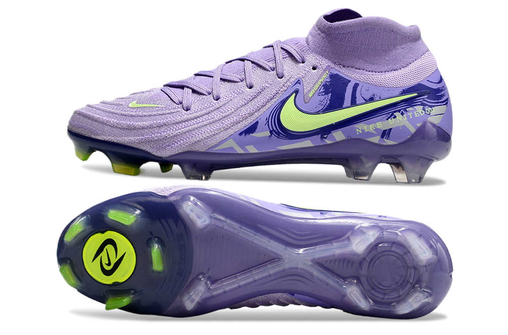 Phantom Luna Elite NU Super A Men's Full Knit Waterproof FG Soccer Shoes - Purple Agate/Green