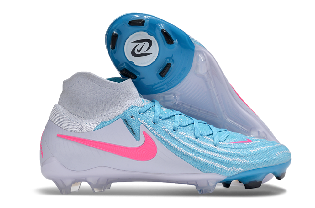 Phantom Luna Elite NU Super A Men's Full Knit Waterproof FG Soccer Shoes - Sky Blue/White/Red