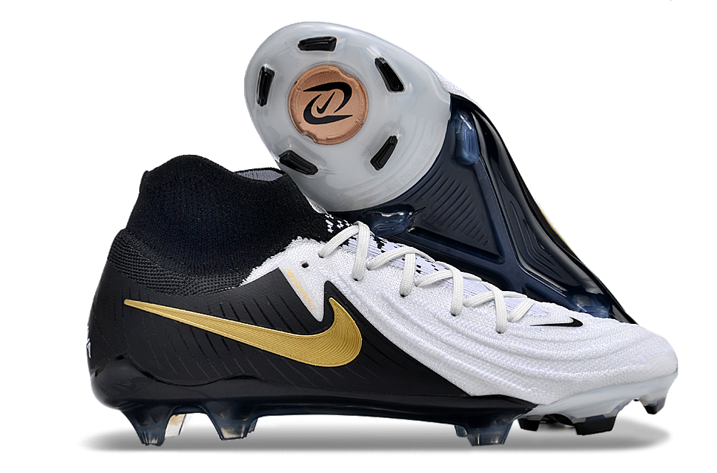 Phantom Luna Elite NU Super A Men's Full Knit Waterproof FG Soccer Shoes - White/Black/Gold