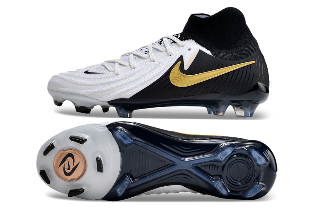 Phantom Luna Elite NU Super A Men's Full Knit Waterproof FG Soccer Shoes - White/Black/Gold