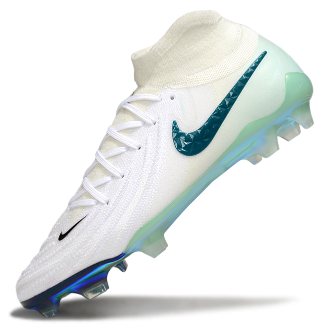 Phantom Luna Elite NU Super A Men's Full Knit Waterproof FG Soccer Shoes - White/Blue/Green