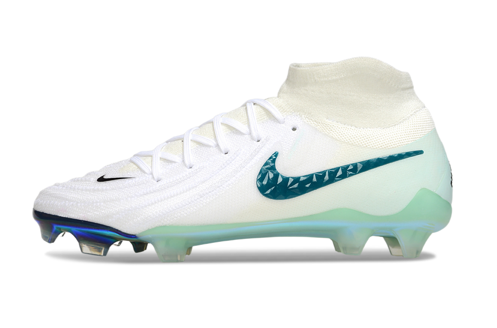 Phantom Luna Elite NU Super A Men's Full Knit Waterproof FG Soccer Shoes - White/Blue/Green