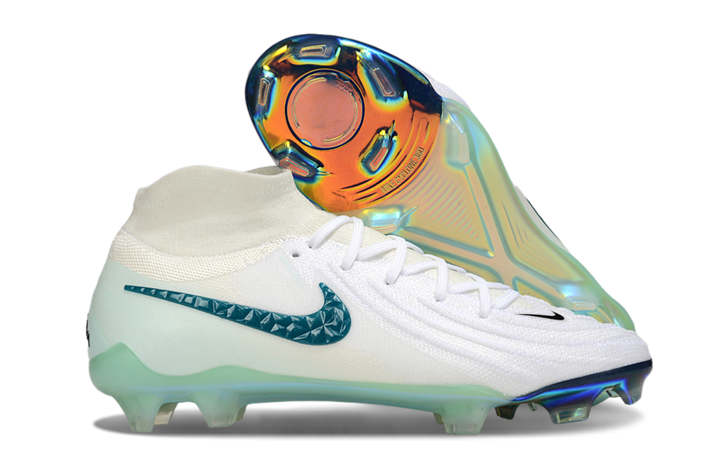 Phantom Luna Elite NU Super A Men's Full Knit Waterproof FG Soccer Shoes - White/Blue/Green