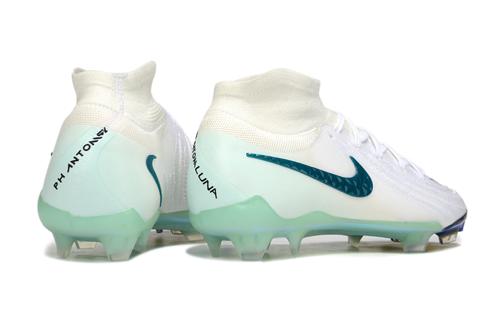 Phantom Luna Elite NU Super A Men's Full Knit Waterproof FG Soccer Shoes - White/Blue/Green