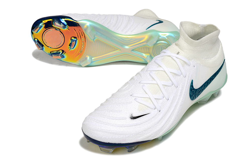Phantom Luna Elite NU Super A Men's Full Knit Waterproof FG Soccer Shoes - White/Blue/Green
