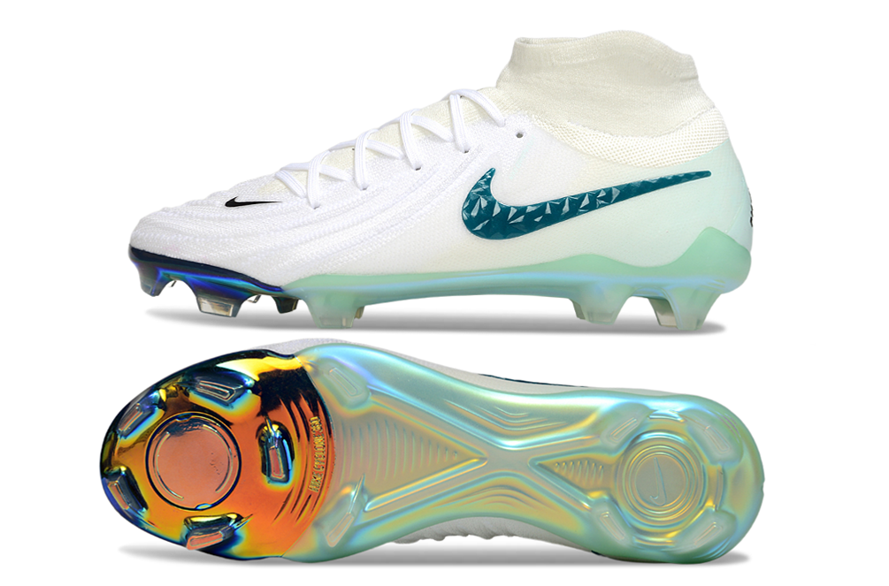 Phantom Luna Elite NU Super A Men's Full Knit Waterproof FG Soccer Shoes - White/Blue/Green