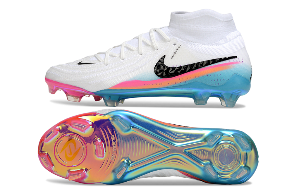 Phantom Luna Elite NU Super A Men's Full Knit Waterproof FG Soccer Shoes - White/Blue/Red/Black