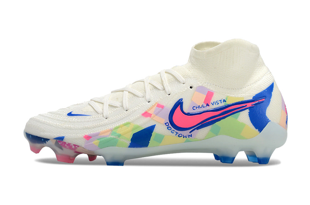 Phantom Luna Elite NU Super A Men's Full Knit Waterproof FG Soccer Shoes - White/Blue/Red/Yellow