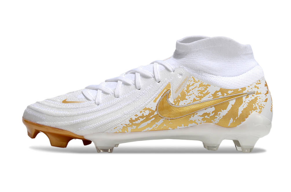 Phantom Luna Elite NU Super A Men's Full Knit Waterproof FG Soccer Shoes - White/Gold