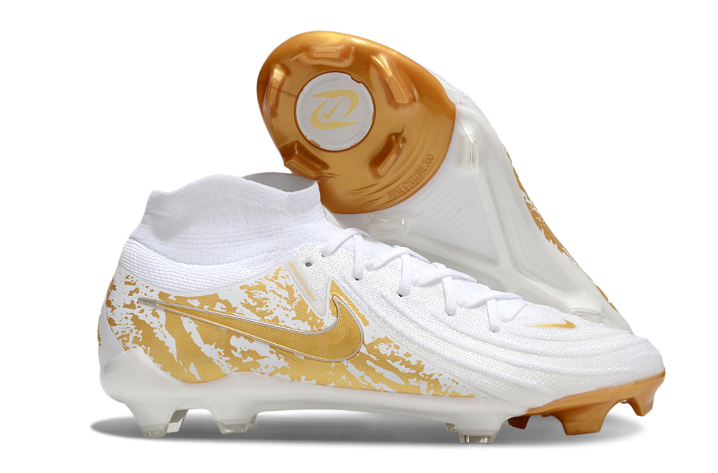 Phantom Luna Elite NU Super A Men's Full Knit Waterproof FG Soccer Shoes - White/Gold