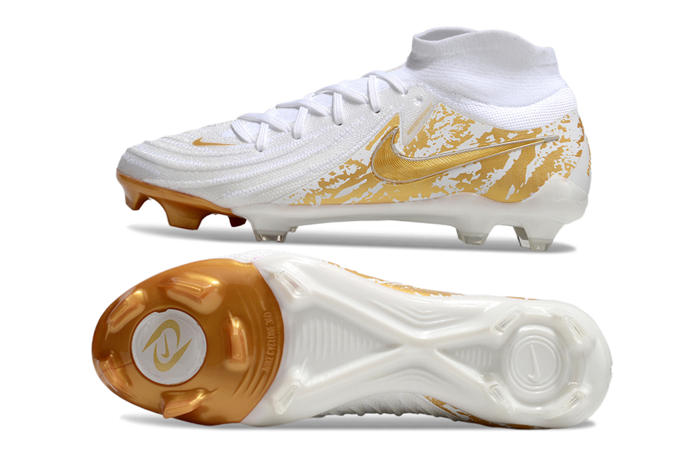Phantom Luna Elite NU Super A Men's Full Knit Waterproof FG Soccer Shoes - White/Gold