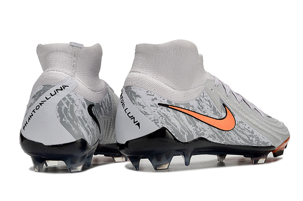 Phantom Luna Elite NU Super A Men's Full Knit Waterproof FG Soccer Shoes - White/Gray/Orange/Black