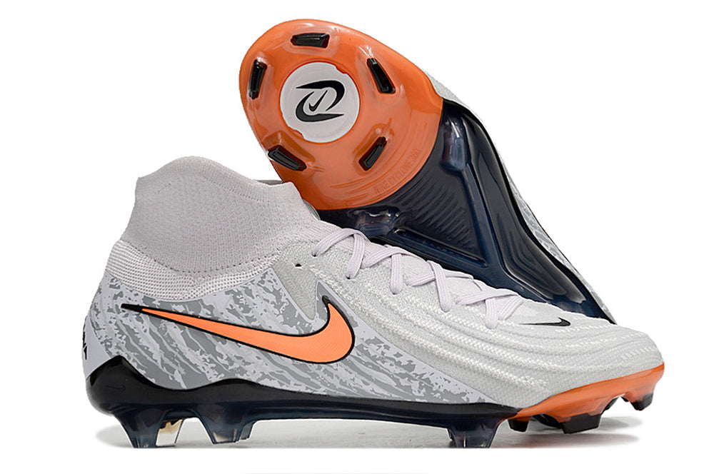 Phantom Luna Elite NU Super A Men's Full Knit Waterproof FG Soccer Shoes - White/Gray/Orange/Black