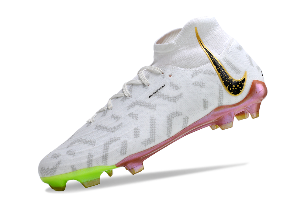 Phantom Luna Elite NU Super A Men's Full Knit Waterproof FG Soccer Shoes - White/Metallic Gold/Black