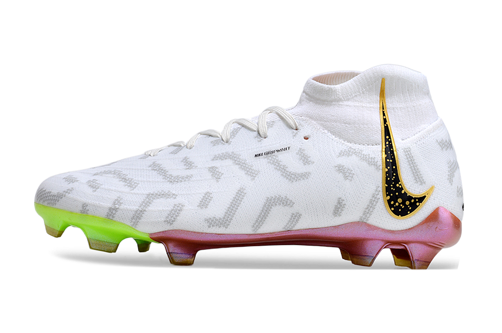 Phantom Luna Elite NU Super A Men's Full Knit Waterproof FG Soccer Shoes - White/Metallic Gold/Black