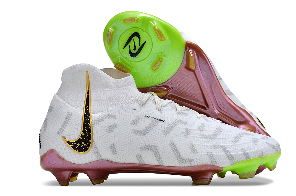 Phantom Luna Elite NU Super A Men's Full Knit Waterproof FG Soccer Shoes - White/Metallic Gold/Black