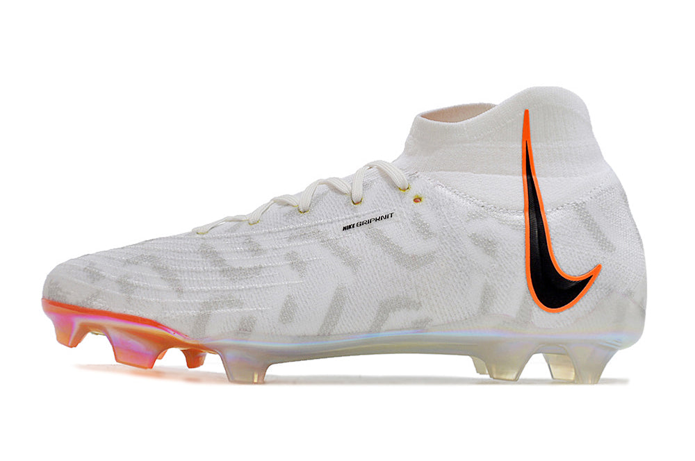 Phantom Luna Elite NU Super A Men's Full Knit Waterproof FG Soccer Shoes - White/Orange/Black