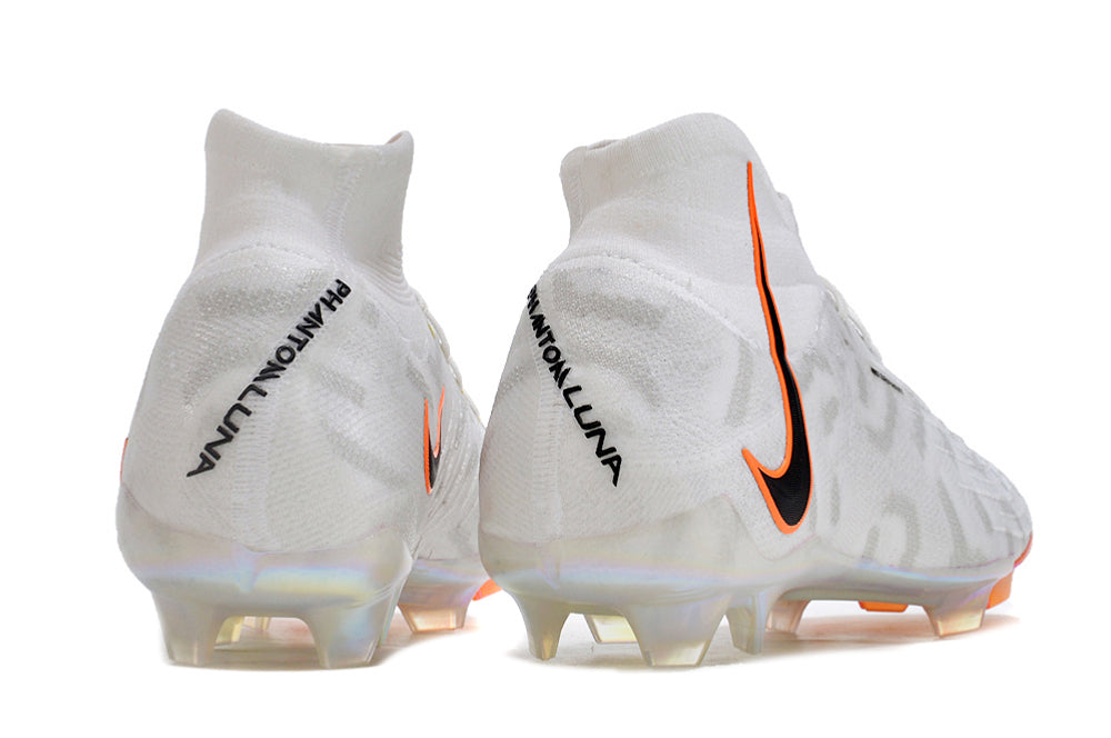 Phantom Luna Elite NU Super A Men's Full Knit Waterproof FG Soccer Shoes - White/Orange/Black