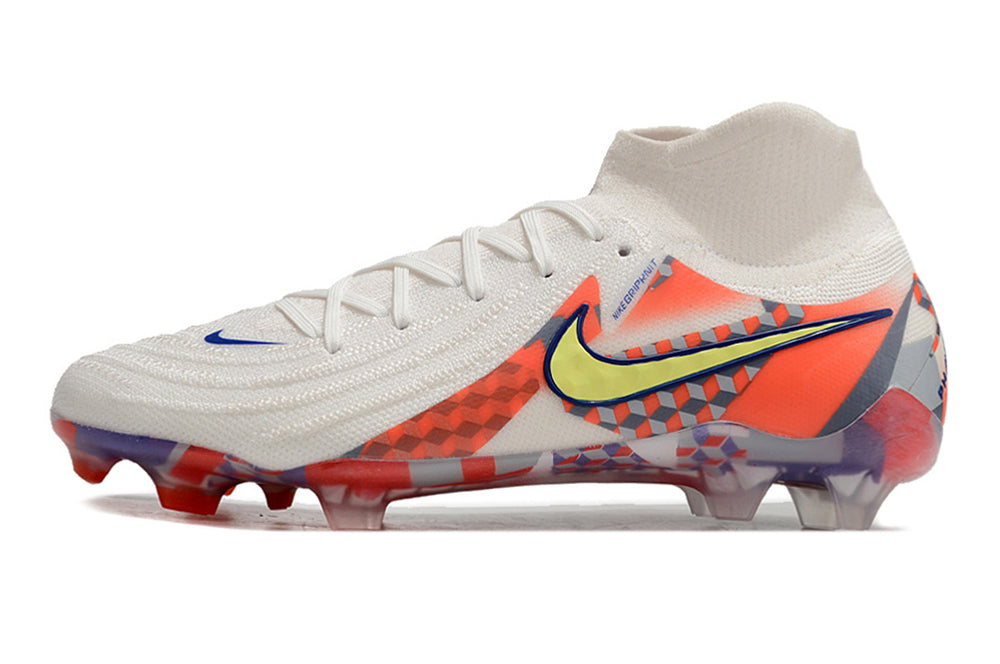 Phantom Luna Elite NU Super A Men's Full Knit Waterproof FG Soccer Shoes - White/Orange/Light Zitron