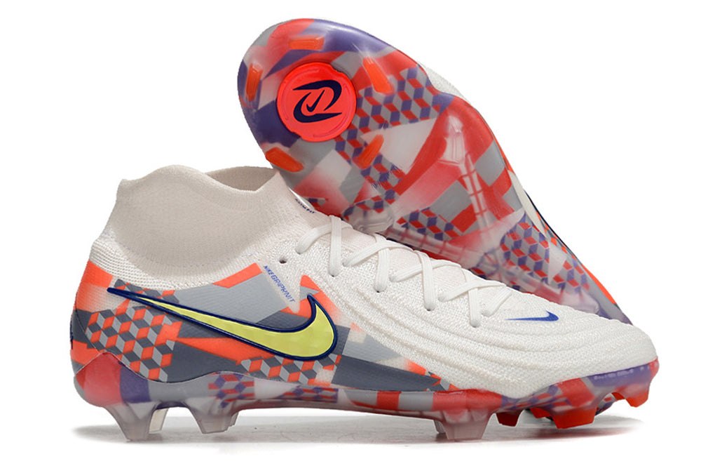 Phantom Luna Elite NU Super A Men's Full Knit Waterproof FG Soccer Shoes - White/Orange/Light Zitron