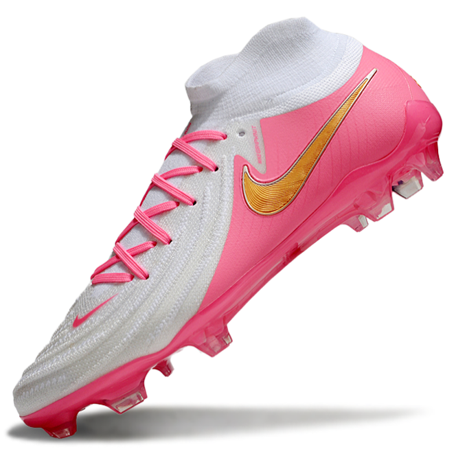 Phantom Luna Elite NU Super A Men's Full Knit Waterproof FG Soccer Shoes - White/Pink/Gold