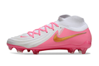Phantom Luna Elite NU Super A Men's Full Knit Waterproof FG Soccer Shoes - White/Pink/Gold