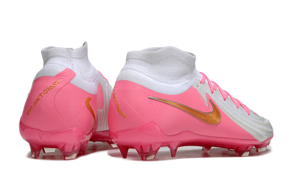 Phantom Luna Elite NU Super A Men's Full Knit Waterproof FG Soccer Shoes - White/Pink/Gold