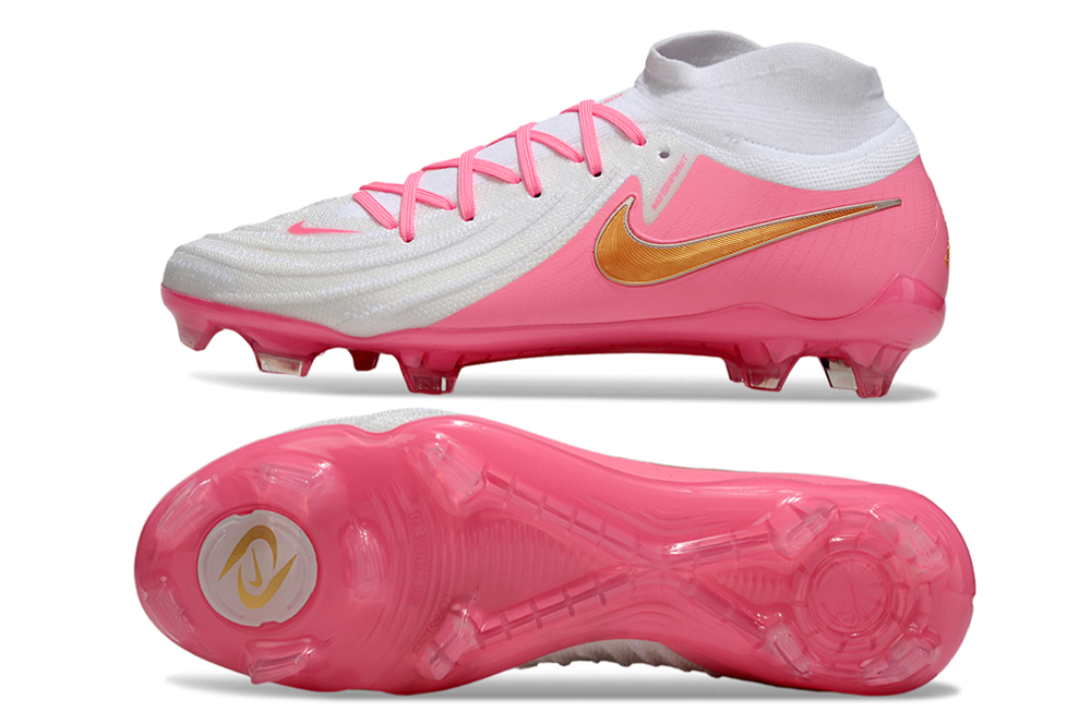 Phantom Luna Elite NU Super A Men's Full Knit Waterproof FG Soccer Shoes - White/Pink/Gold