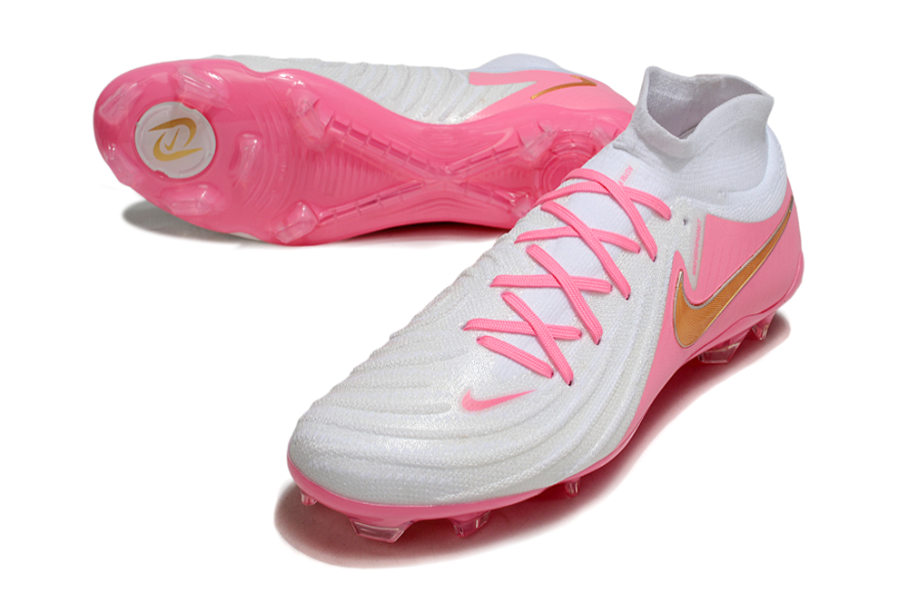 Phantom Luna Elite NU Super A Men's Full Knit Waterproof FG Soccer Shoes - White/Pink/Gold