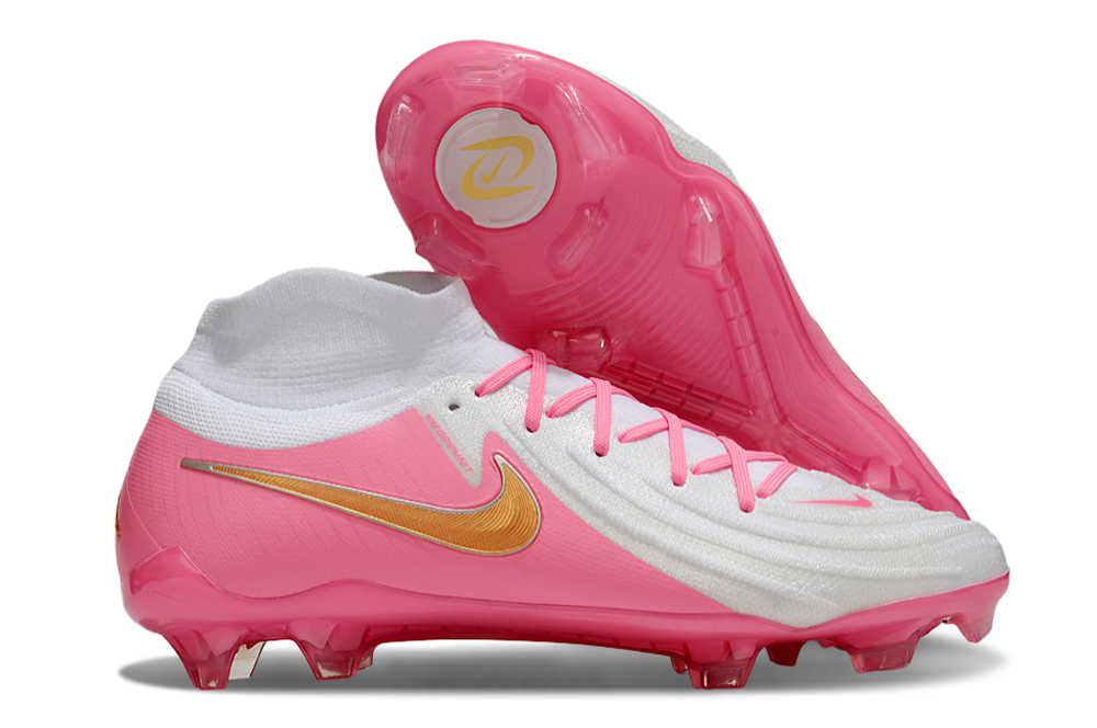 Phantom Luna Elite NU Super A Men's Full Knit Waterproof FG Soccer Shoes - White/Pink/Gold