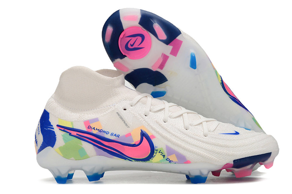 Phantom Luna Elite NU Super A Men's Full Knit Waterproof FG Soccer Shoes - White/Red/Yellow/Blue