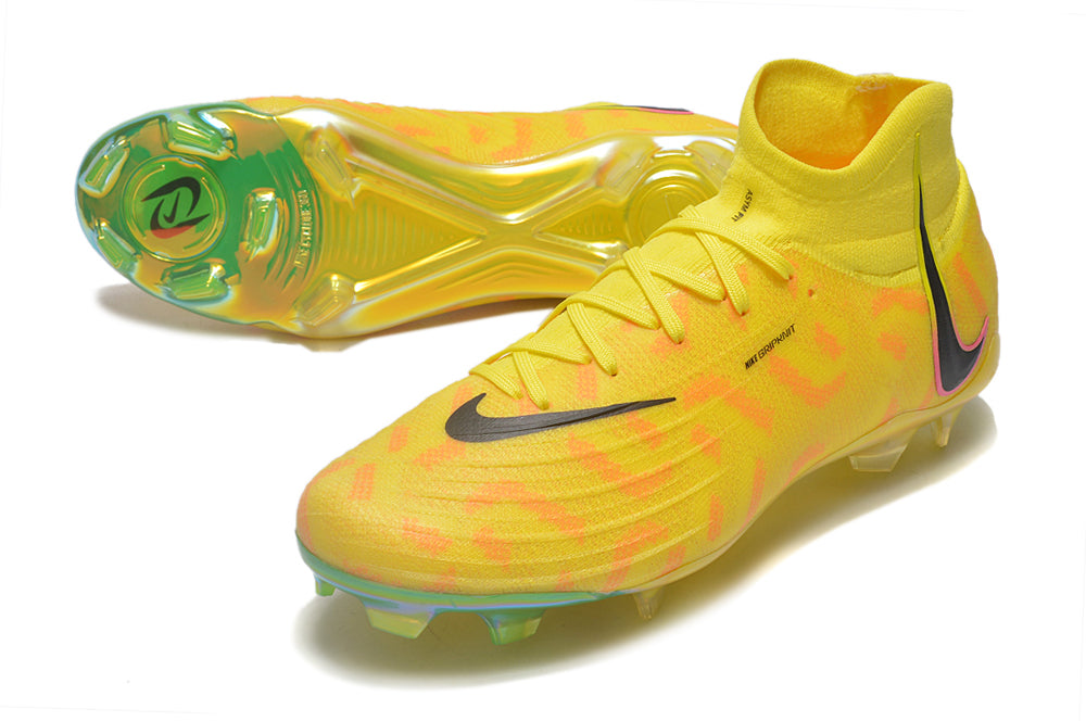 Phantom Luna Elite NU Super A Men's Full Knit Waterproof FG Soccer Shoes - Yellow/Orange//Black/White