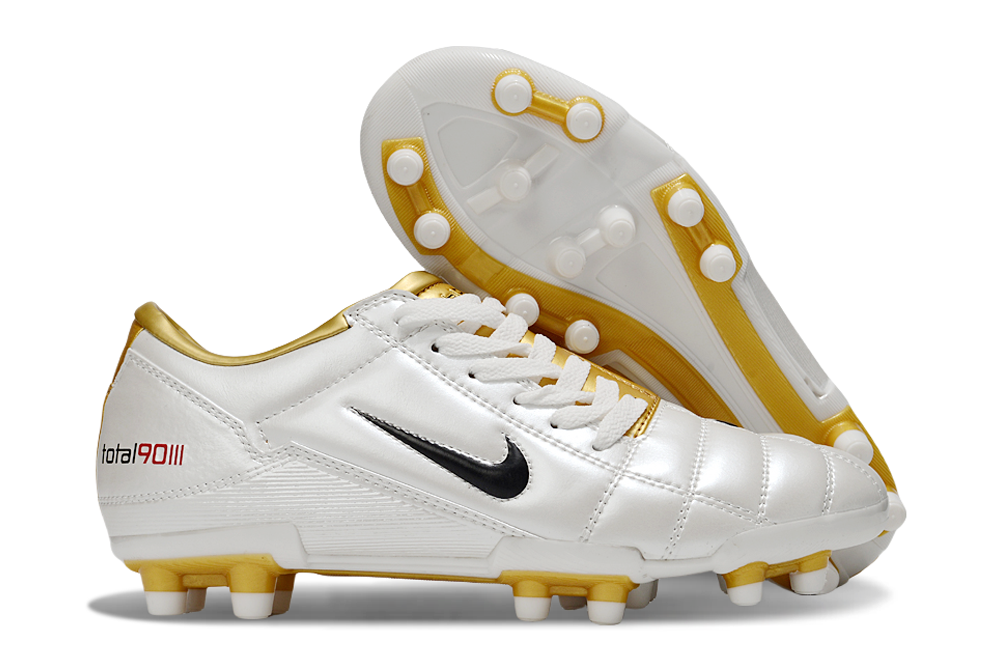 T90 Series Firm Ground FG Soccer Boots - Iconic White/Metallic Gold/Black