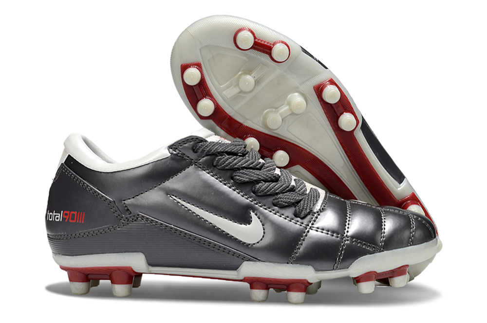 T90 Series Firm Ground FG Soccer Boots - Metallic Silver/Black/White/Red
