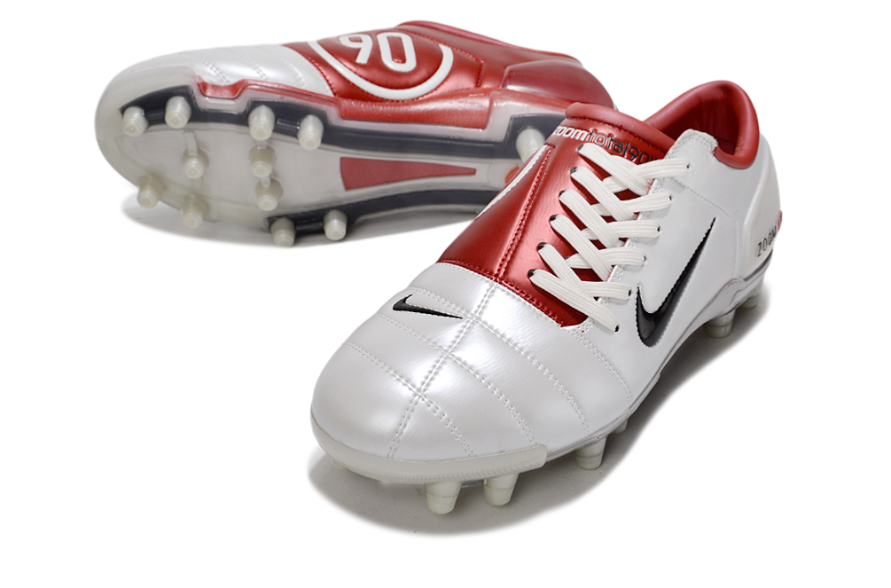T90 Series Firm Ground FG Soccer Boots - White/Red/Black