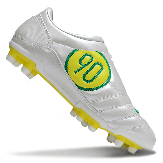 T90 Series Firm Ground FG Soccer Boots - White/Yellow/Green
